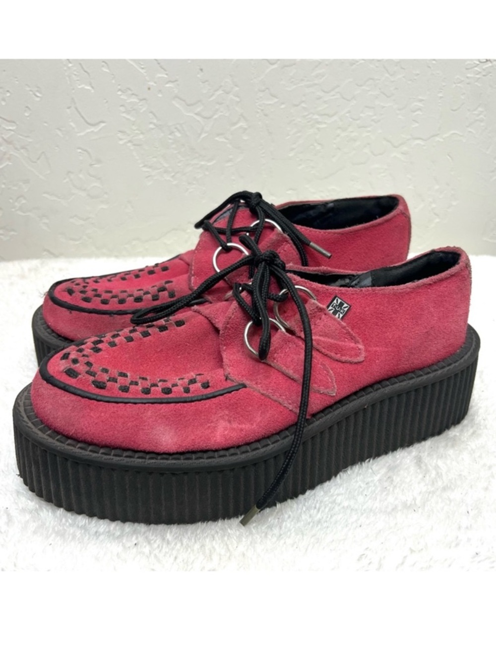 TUK Suede Mondo Creeper Unisex Pink Black Platform Size 6 women’s